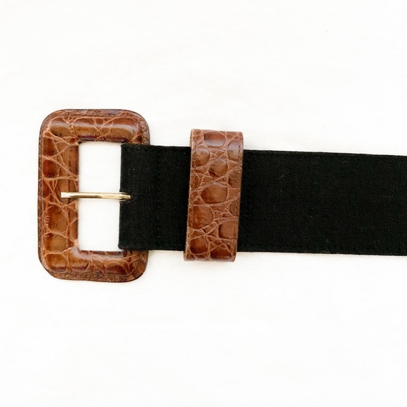 two-tone leather croc belt